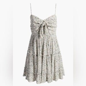 All in Favor Floral Tie Front Tiered Ruffle Dress